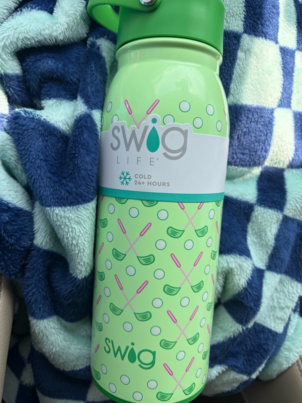 Swig life golf Green and Pink Patterned Water Bottle